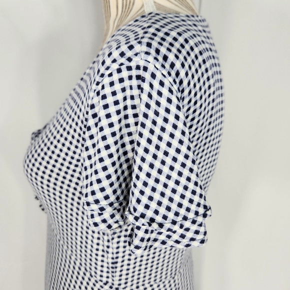 Xhilaration Black Grey White Check Tie Front Short Sleeve Dress Size Medium - Picture 5 of 10